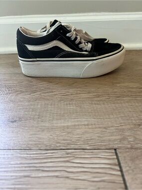 Vans Black and White Platform Old Skool Sneakers